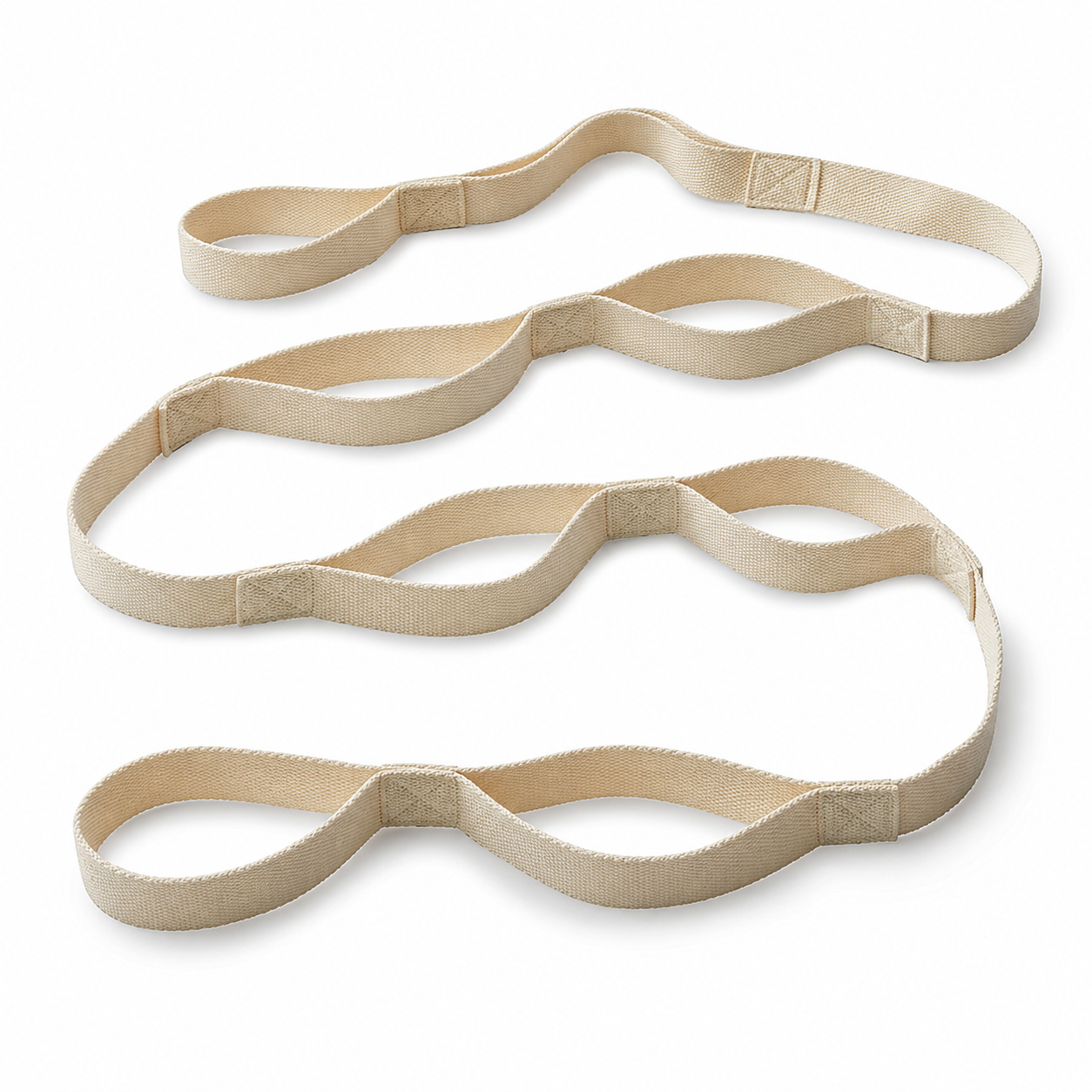 Sangle de yoga en coton beige à 10 boucles 240x4 cm