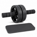 Roue abdominale double noire avec tapis pour genoux