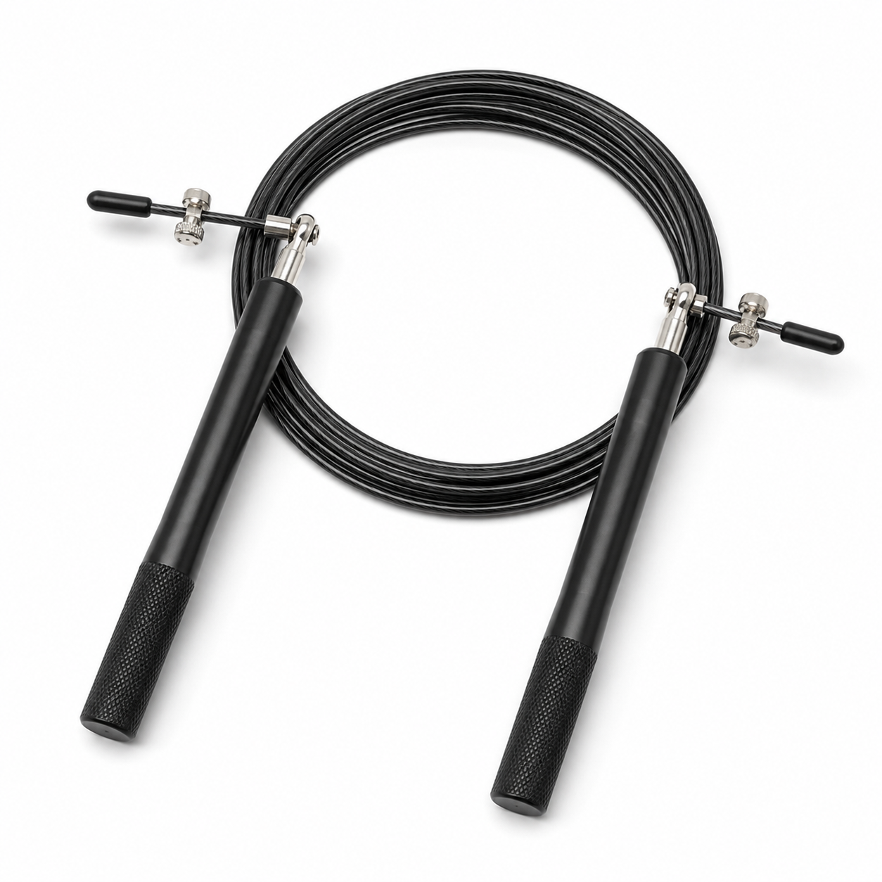 Corde à sauter de vitesse avec câble acier noir 3 m