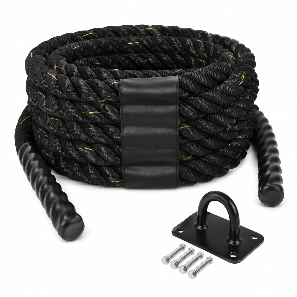 Corde ondulatoire noire 12 m Ø38 mm avec ancrage