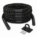 Corde ondulatoire noire 12 m Ø38 mm avec ancrage