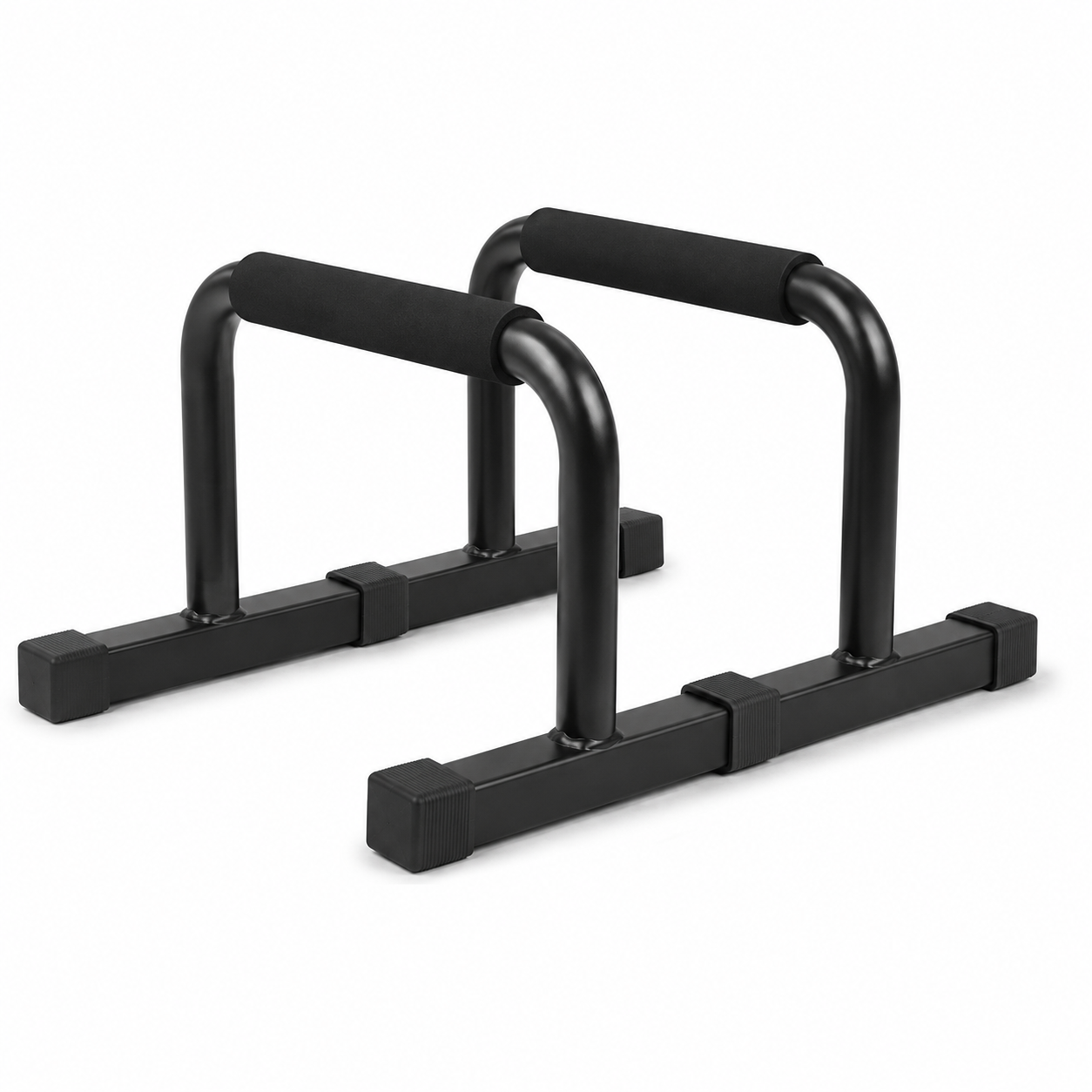 Parallettes en acier noir 58x35x30 cm avec poignées mousse